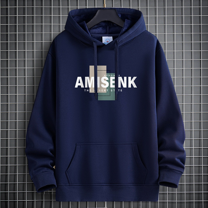 Heavyweight, fleece-lined, and thickened hooded sweatshirt for men, 420 grams, suitable for young couples, and as a student outerwear