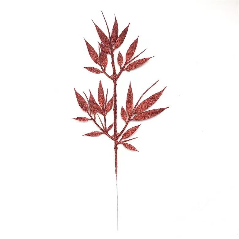Polvo de oro hoja de bambú flores de Navidad árbol de Navidad decoración marco de fotos vestido máscara escena diseño de hoja de oro atmósfera de Navidad