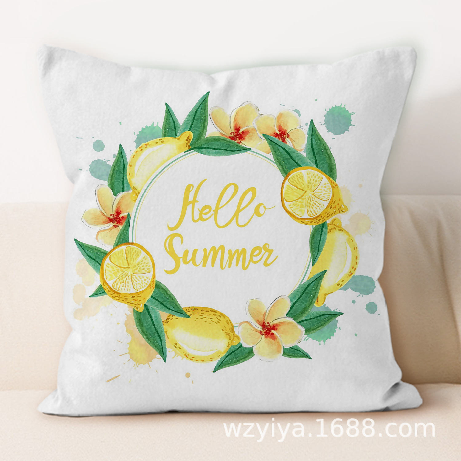 almohada de impresión de limón simple sofá en el hogar moderno almohada de respaldo decoración desmontable almohada de cabecera cuadrada