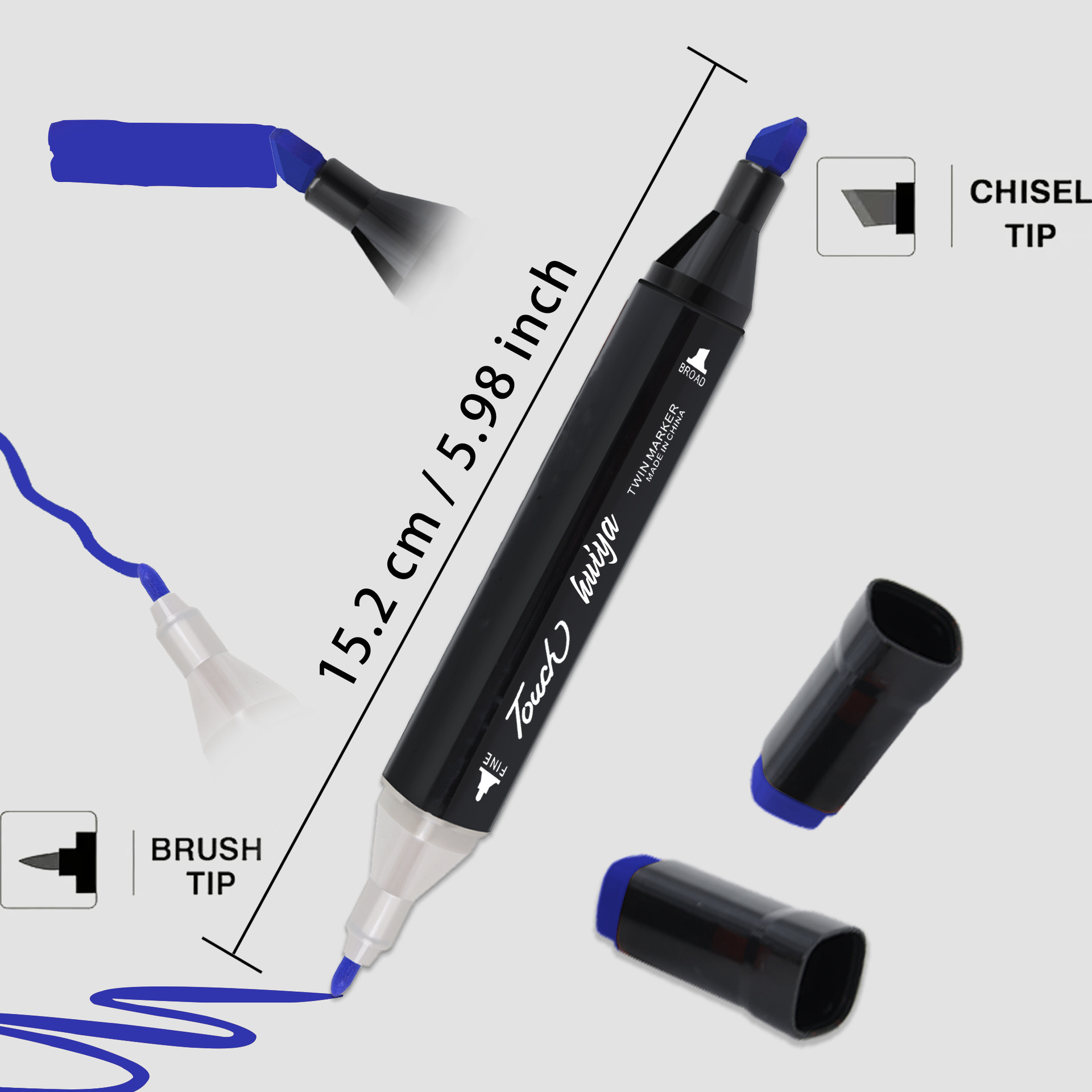 herramienta de pintura especial para dibujo profesional de doble cabeza de alcohol de acarelera de línea de gancho de marca de lápiz de secado rápido