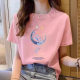 Heavy Loose Cotton Short-sleeved T-shirt Women's Summer New Casual Top Design Sense Printed Half-sleeved Women's Round Neck