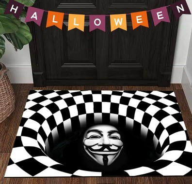Fábrica transfronteriza alcantarilla cubierta de alcantarilla alfombra de payaso estera de la puerta de Halloween cráneo diseño fantasma cara estera del pie estera del baño