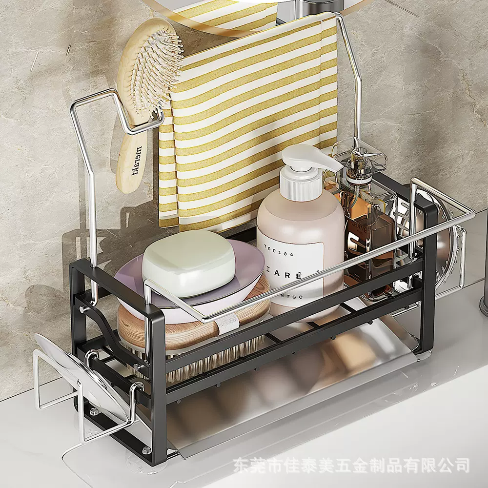 抹布架厨房用品不锈钢水槽沥水收纳篮洗碗毛巾置物架多功能海绵架