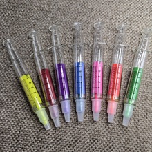 现货创意针管造型荧光笔学生划重点单头记号笔医药推广印刷LOGO