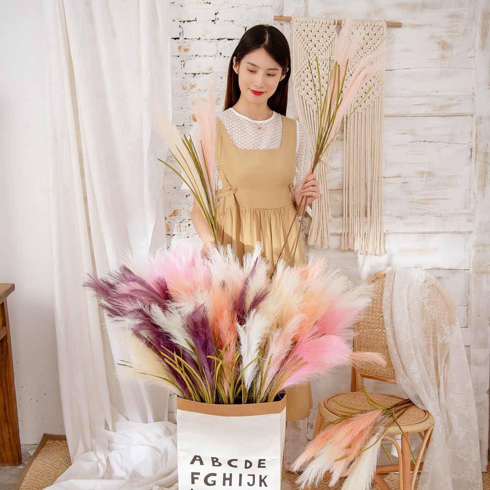 Handicrafts Reeds Grass INS Style Wholesale Artificial Flowers Manufacturer Fake Flowers Green Plants Wedding Decoration Cross-border Decor MW09916