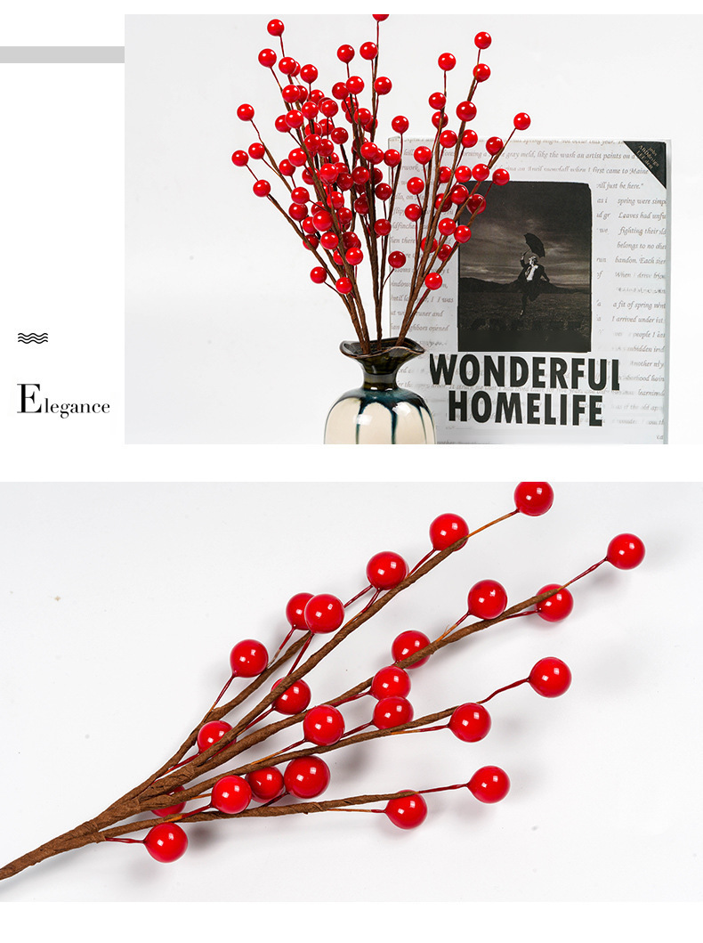 Artificial Berry Branch For Home Decoration And Wedding Ornaments_voghion.com