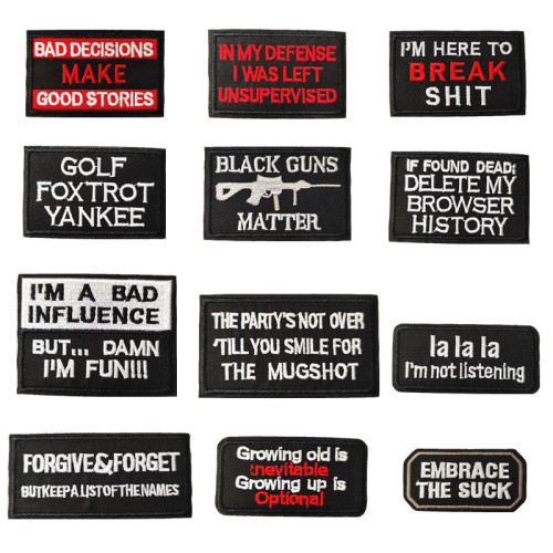 Computer embroidered logo English letter patches for clothing epaulettes rectangular armbands embroidered cloth patches accessories appliques