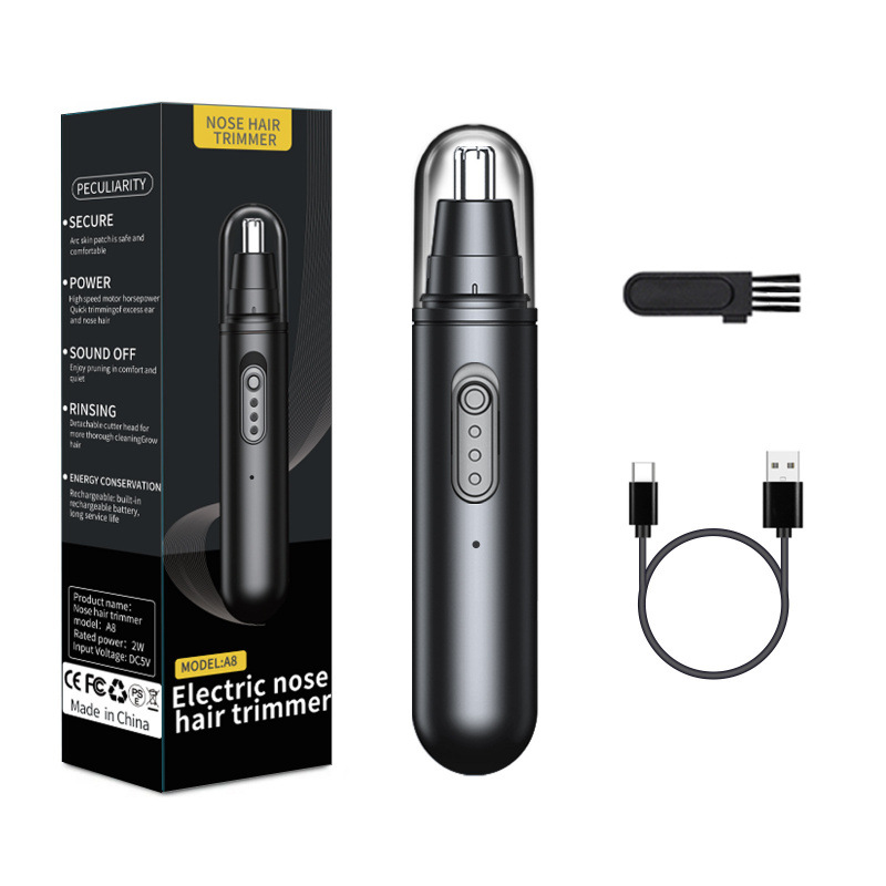 Cross-border supply 2-in-1 electric nose hair trimmer for men, nose hair cutter, nose hair scissors, ear hair trimmer, rechargeable