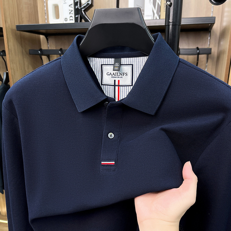 2026 Autumn High-Quality 260g Mercerized Pure Cotton Polo Shirt for Men, Lightweight Business Casual, Fashionable and Luxurious, Long-Sleeve T-Shirt with a Turn-Down Collar 2026 Autumn High-Quality 260g Mercerized Pure Cotton Polo Shirt for Men, Lightweight Business Casual, Fashionable and Luxurious, Long-Sleeve T-Shirt with a Turn-Down Collar