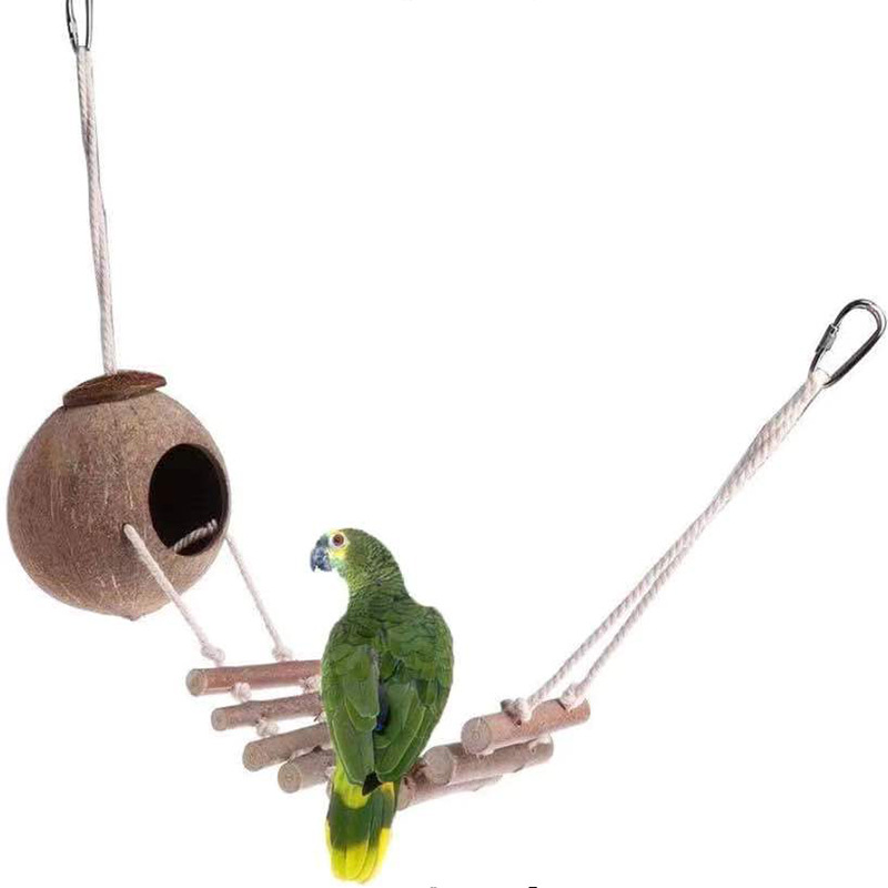 LTP 鸚鵡椰殼鳥窩 鳥巢倉鼠蜜鼬繁殖窩 帶攀爬梯