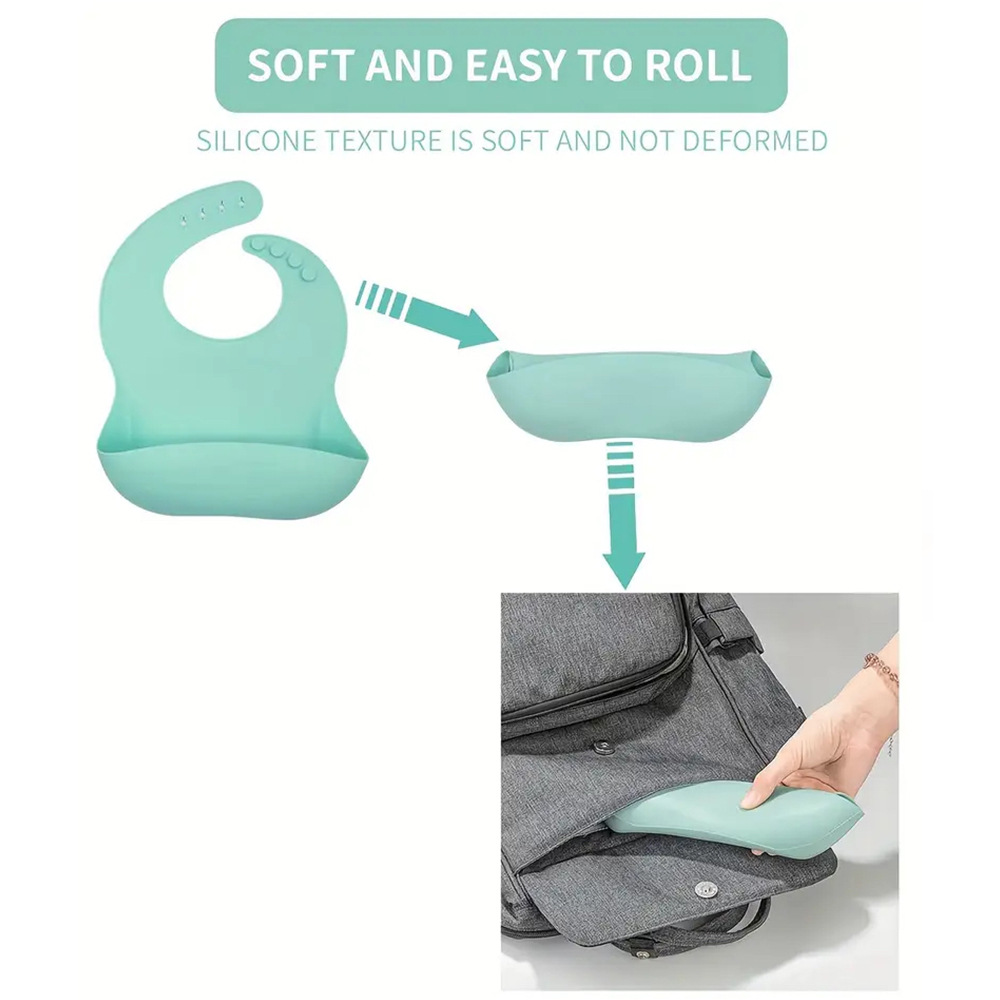 Babero para comer para bebés, babero de silicona impermeable, babero para niños portátil para bebés súper suave, artefacto a prueba de aceite y sucio