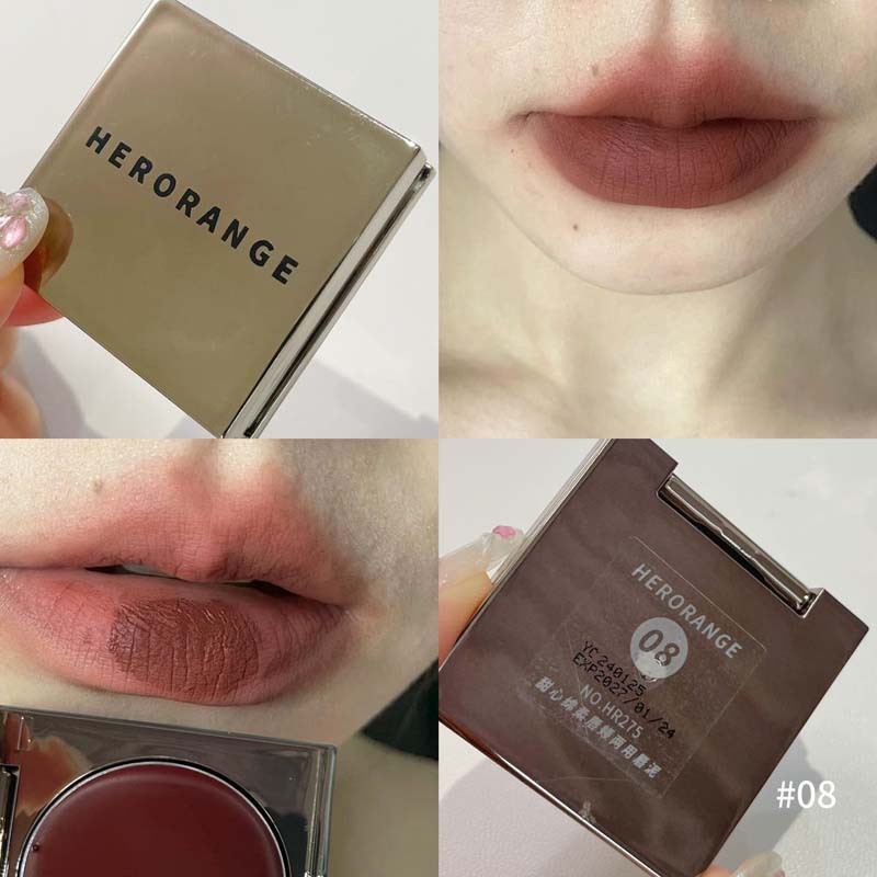 HERORANGE ~ Sweetheart Lip Mud Natural Nude Maquillaje Crema de rubor monocromática multiusos para blanquear modelos de celebridades de Internet baratos