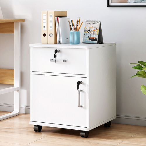 Lockable storage cabinet with wheels, under-bed storage cabinet, wooden drawer cabinet, low cabinet, small cabinet