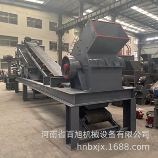 时产50吨石灰石锤式制沙机生产线建筑垃圾重锤式碎石筛分破碎机