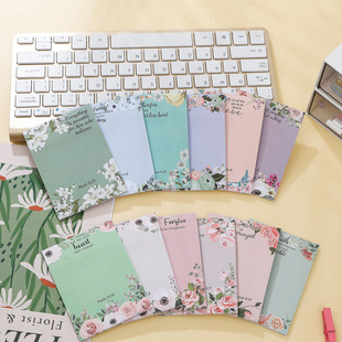 Cross-border Flower Post-it Notes Ins Style Advanced Sense Retro Hand Account Notes Tearable Repeatedly Sticking Small Notebook