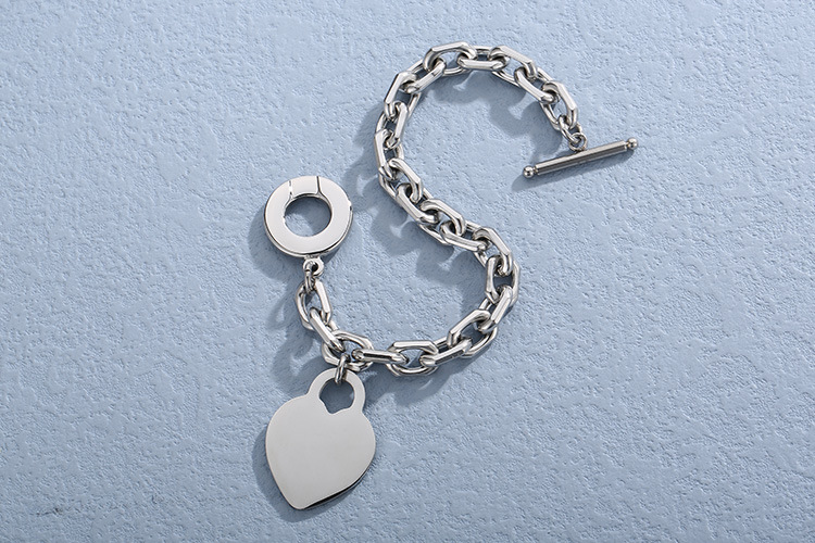 fashion heart pendant OT buckle stainless steel necklace bracelet set