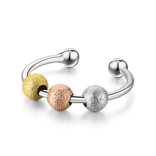  Amazon hot selling rotatable stress-reducing and anti-anxiety living pearl sand pearl ball creative ring source manufacturer