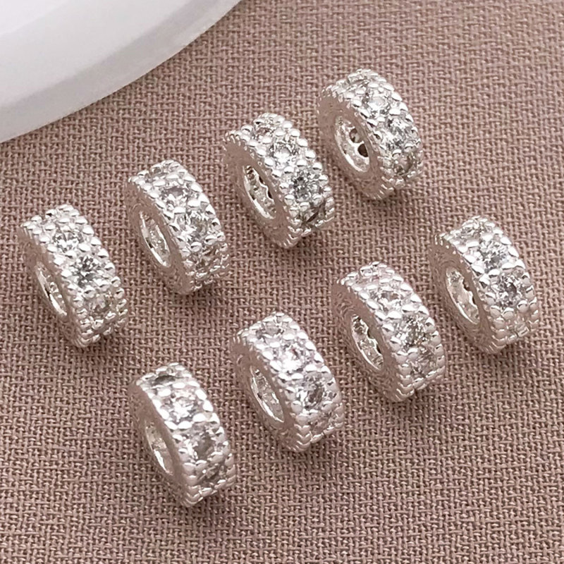 铜渡厚银保色镶钻隔珠串珠散珠桶珠水晶珍珠手串手链diy饰品配件|undefined