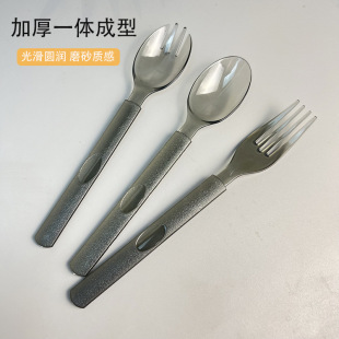 Thickened disposable spoon wholesale independent packaging plastic tableware knife and fork spoon dessert spoon long spoon long handle fork spoon