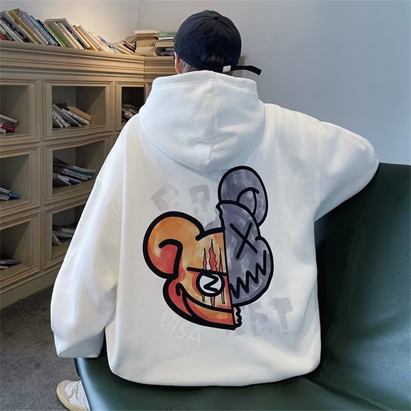 Men's Streetwear Cartoon Monster Letter Print Hoodie Graphic Sweatshirts with Kangaroo Pocket Design Long Sleeve Hoodie 2023 Casual Pullovers For Men_voghion.com