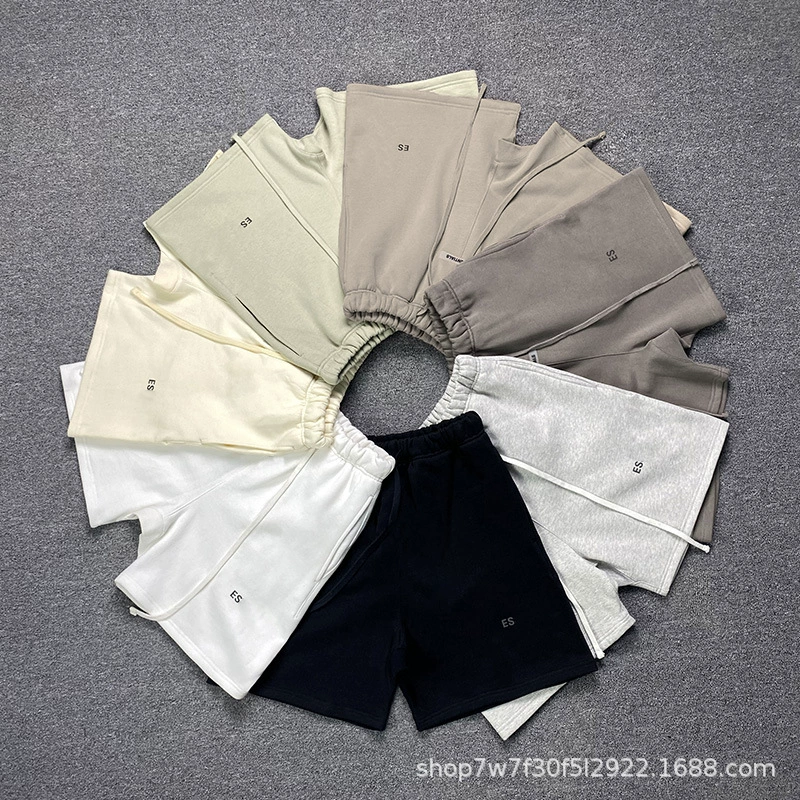 ES хлопок повседневные шорты двухлинейные спортивные штаны пара высоких улиц пятиответные шорты мужчины