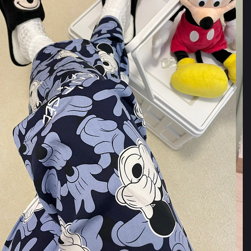 Walking pants! Cartoon Mickey spring and autumn pajamas, women's loose summer wearable trousers, home casual pants