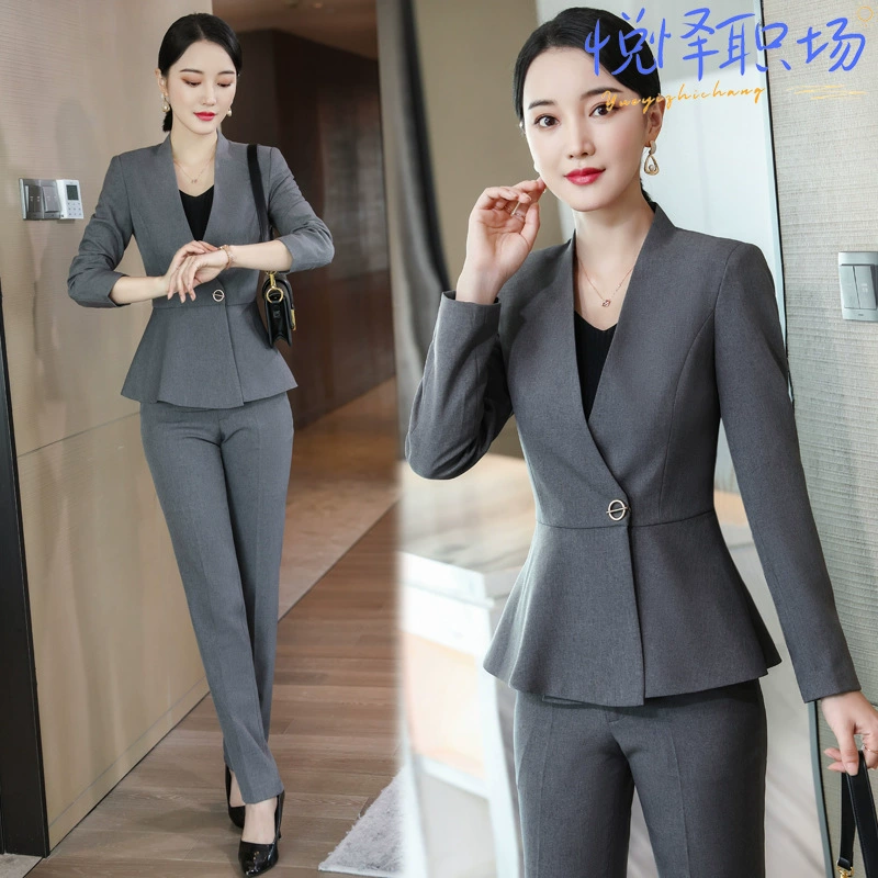 Черный костюм костюм женский 2024 весна и осень новый высокого класса профессиональная одежда подлинный отель ювелирный магазин рабочая одежда