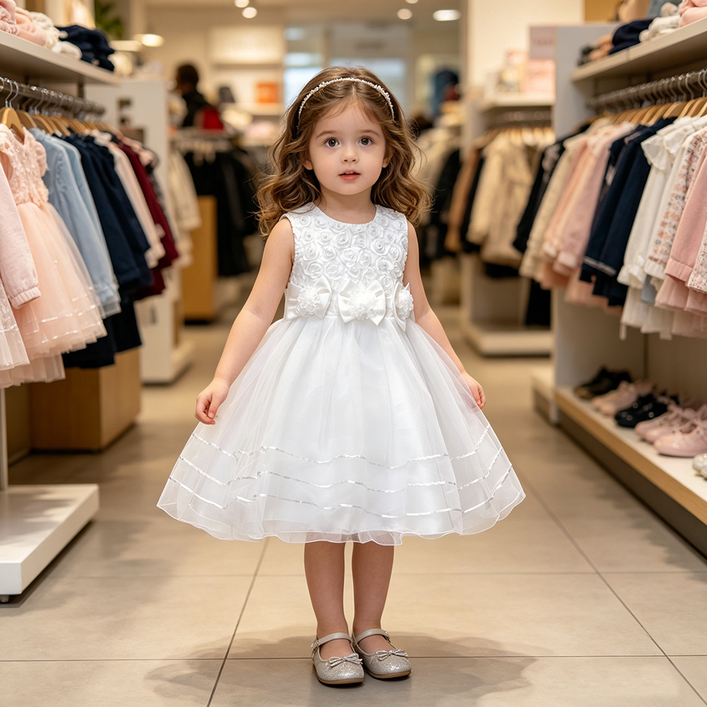 European and American Foreign Trade Children's skirt summer temperament girls wedding flower girl dress Princess dress children's clothing a generation of hair