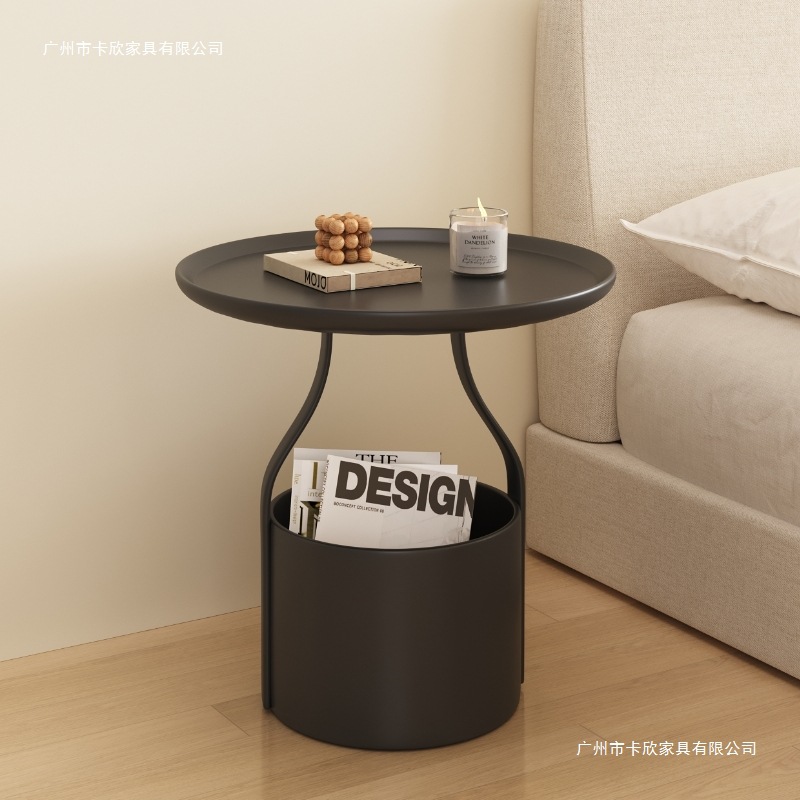 Light Luxury Sofa Coffee Table Movable Coffee Table Small Apartment Simple Bedroom Bedside Study Shelf Balcony Round Table