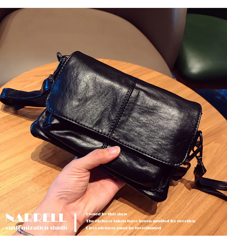 Women's Handbags 2025 New Arrival Wristlet Solid Color Retro Cowhide Texture Small Square Bag High-Quality Shoulder Crossbody Bag - Thumbnail 6