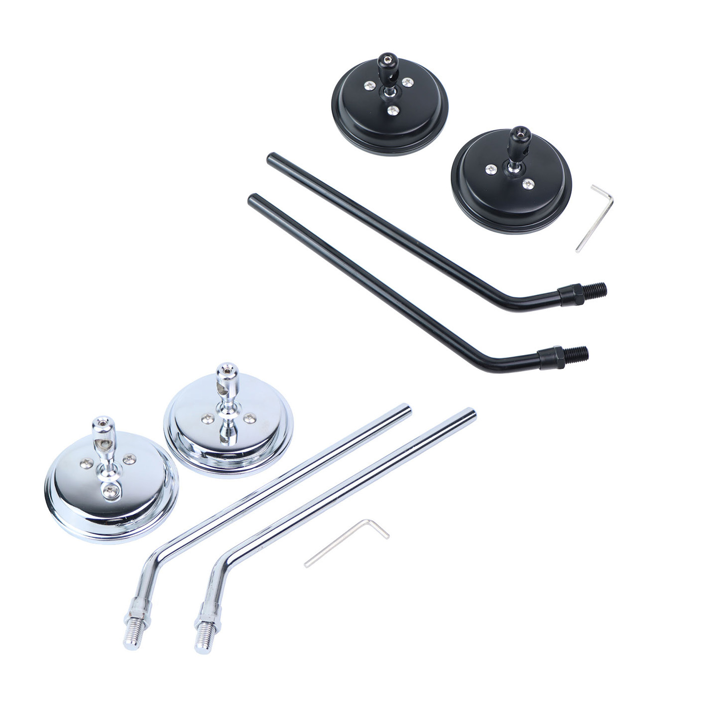 Cross-Border Small Round Electric Scooter Accessories Retro Full Metal Round Extended Bar Rearview Mirror Bicycle Mirror