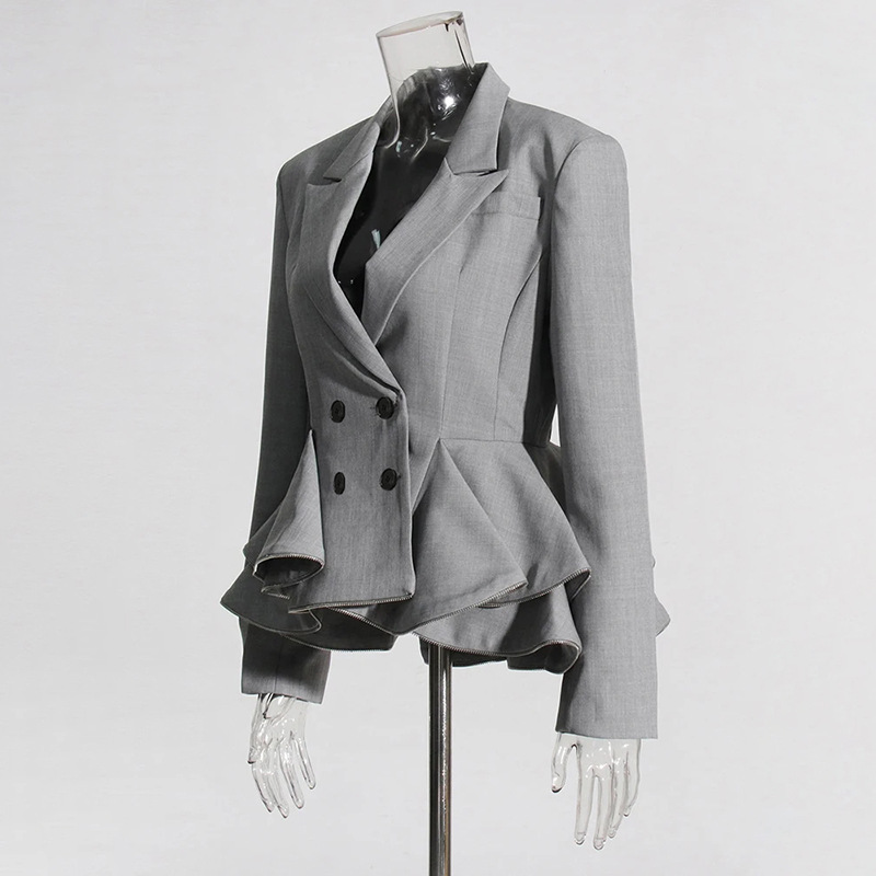 Elegant British-style Blazer 2026 Spring New Fashion Suit With Ruffled Collar And Long Sleeve Design For Women_ecoleips.com