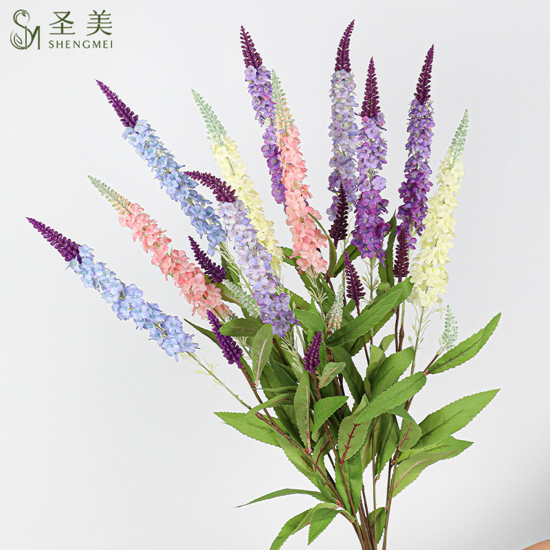 模擬造花、ススキ、セージ、一枝ススキ、リビングルームの家庭用家具、ラベンダー小麦の穂の花束、フラワーアート|undefined