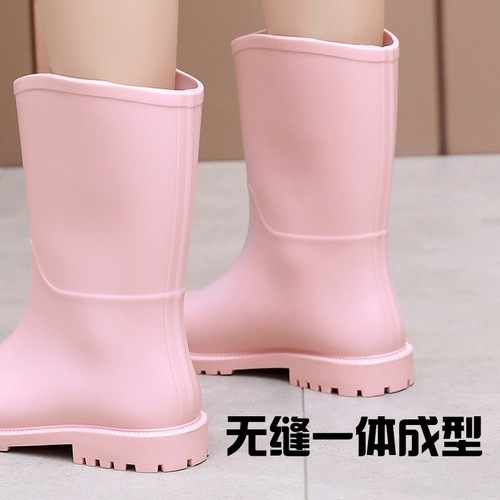 好看的雨鞋女款夏季成人韩国时尚中筒学生雨靴春纯色水鞋可爱防滑