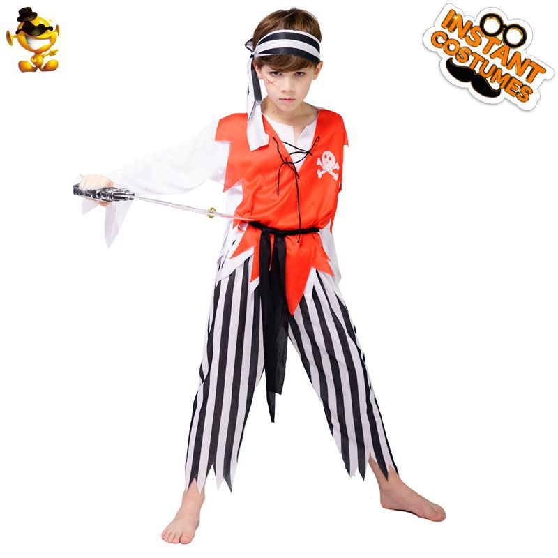 De Halloween para niños pirata masculino juego de rol traje de escenario pequeño mar capitán pirata rendimiento Cosplay traje image 7