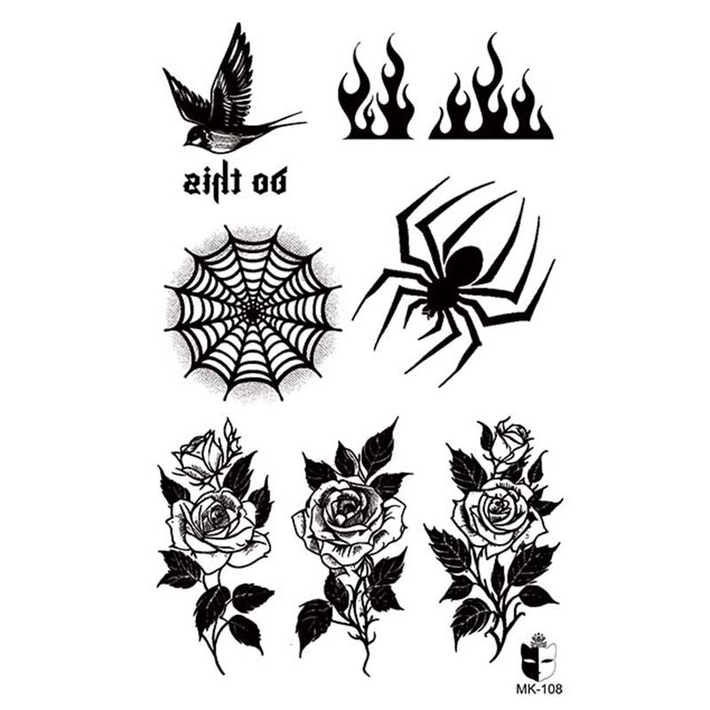 Animal blanco y negro desechable pegatinas de tatuaje belleza pegatinas de tatuaje moda estética patrón de personalidad dama pegatinas de tatuaje