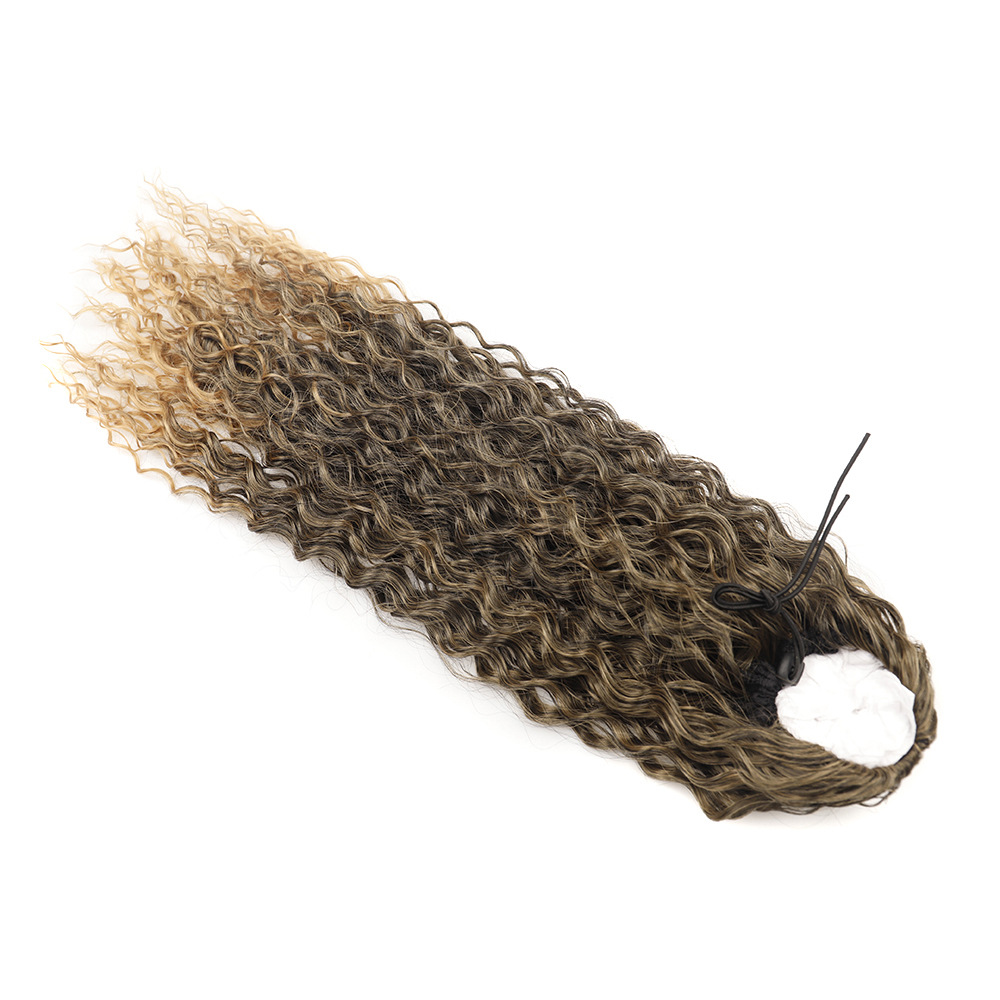 Cheveux synthétiques pouces Curl cheveux queue de cheval perruque maille ronde cordon longue queue de cheval cheveux bouclés_voghion.com