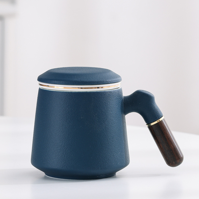 Lubao con tres piezas de taza de cerámica con taza de regalo de mano con taza de té con tapa de té con logotipo tallado