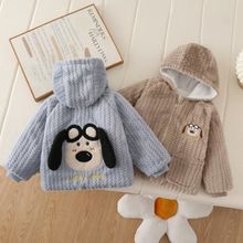 儿童外套 可爱加棉连帽外套 罩衣卡通外穿衣加厚冬季棉袄毛毛外套