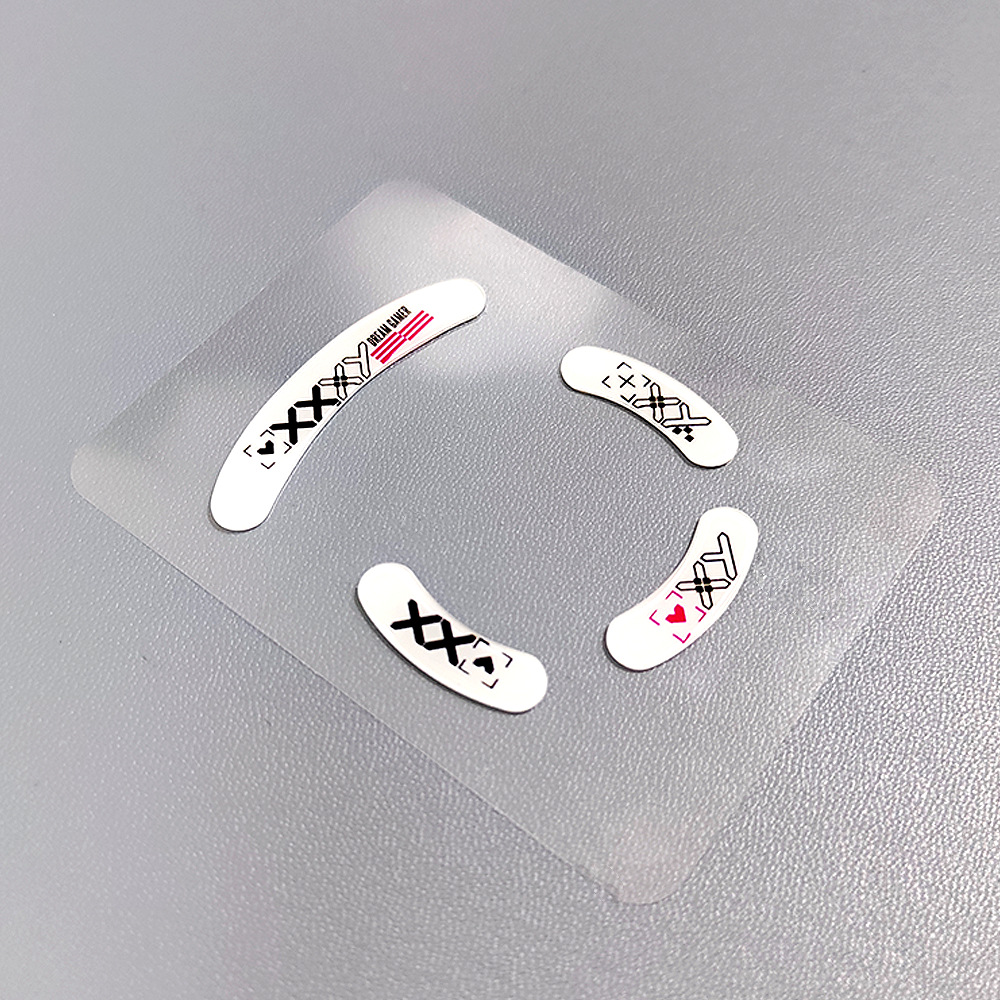 Aplicable a la cuarta generación de pegatinas de pie de vidrio de ratón Suzaku, juego de impresión, almohadillas de pie de ratón de vidrio templado en blanco y negro, fábrica al por mayor