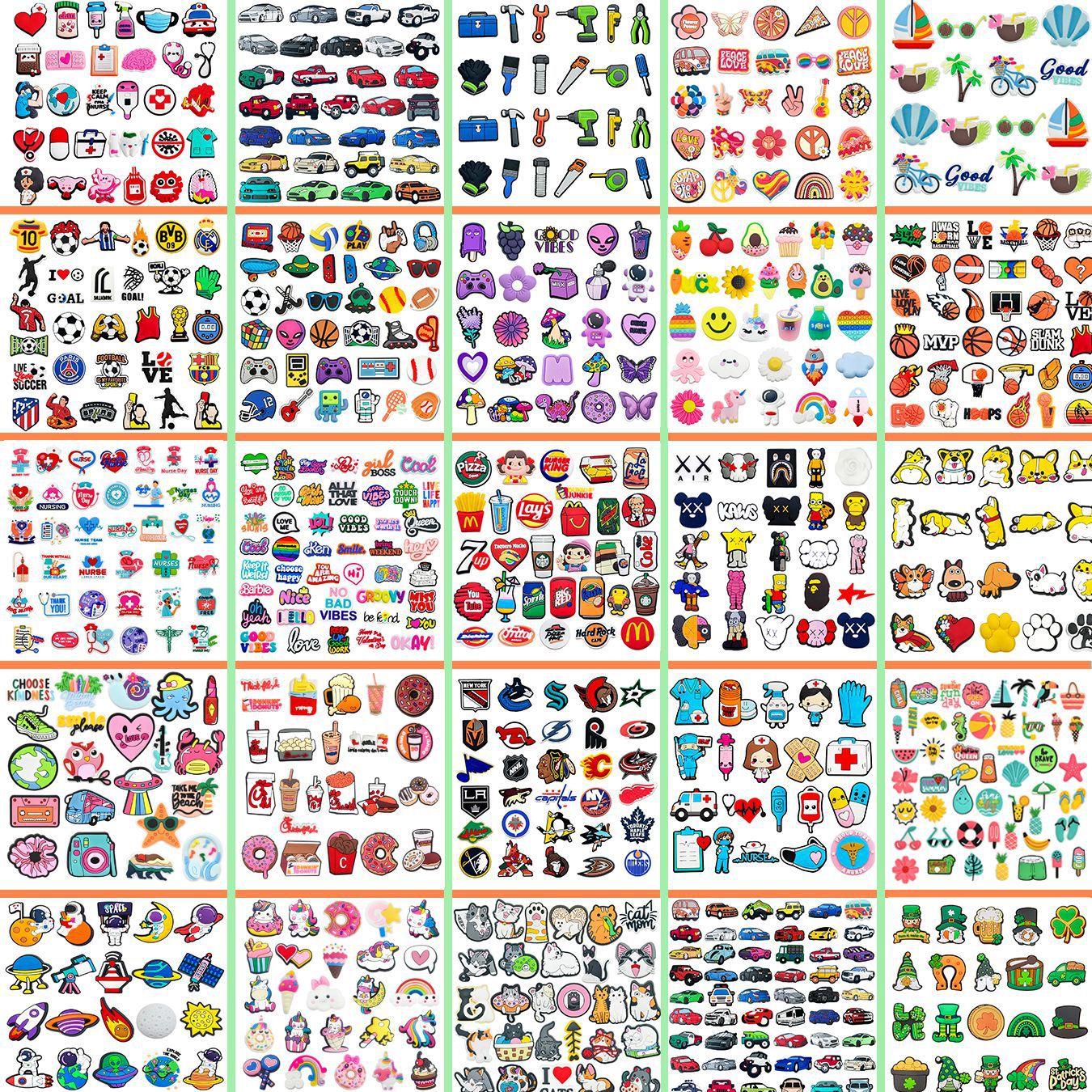 跨境热卖DIY鞋花套装 花园鞋PVC可拆卸装饰扣 洞洞鞋鞋花鞋扣套装