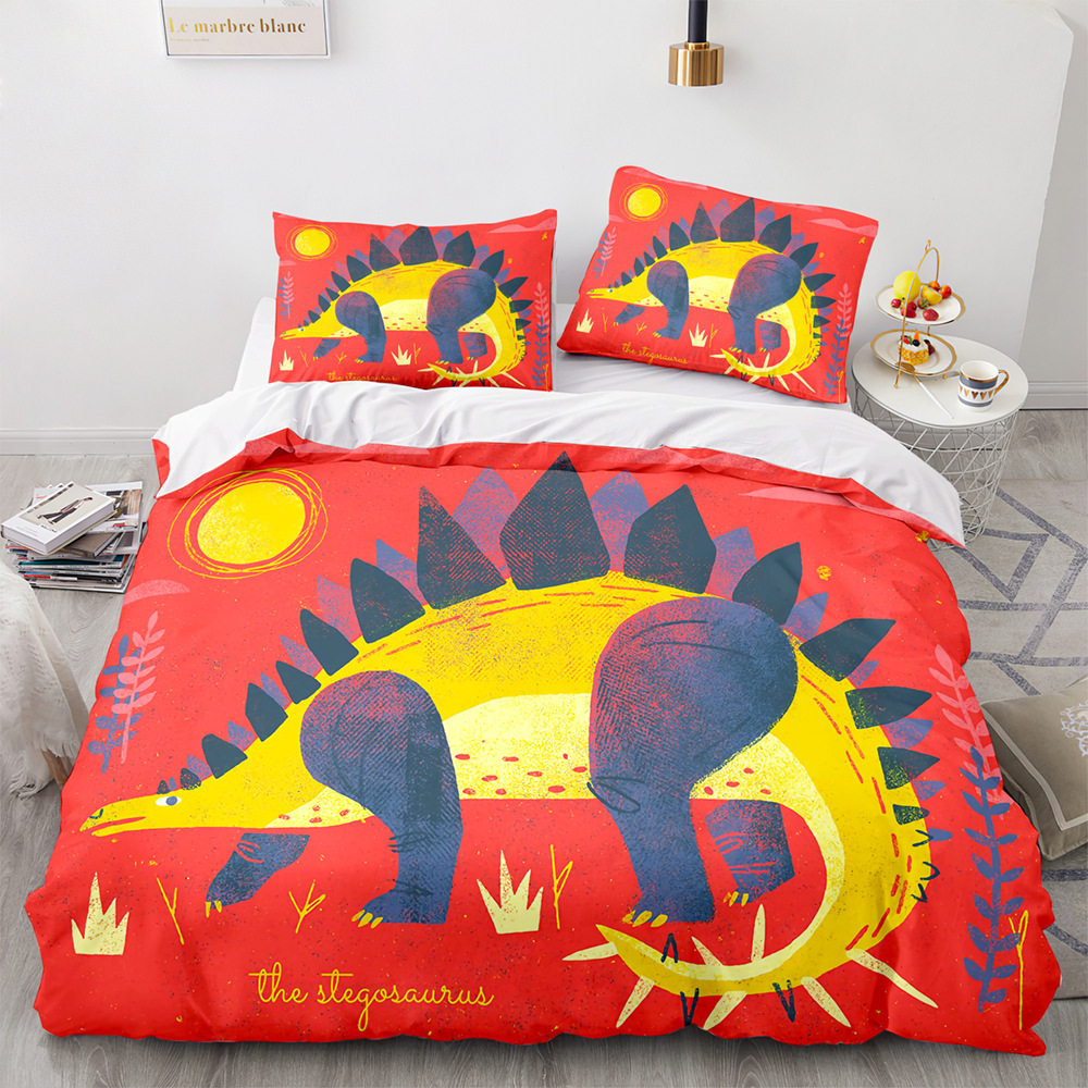 Dinosaurios dibujos animados impresión colcha de tres piezas impresión digital comercio exterior kit textil Aliexpress Amazon textil
