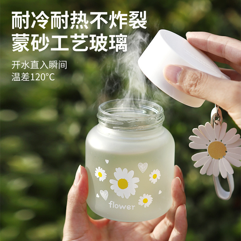 新款蒙砂小雛菊胖胖杯300ml日式創意水杯辦公室家用帶蓋泡茶杯子