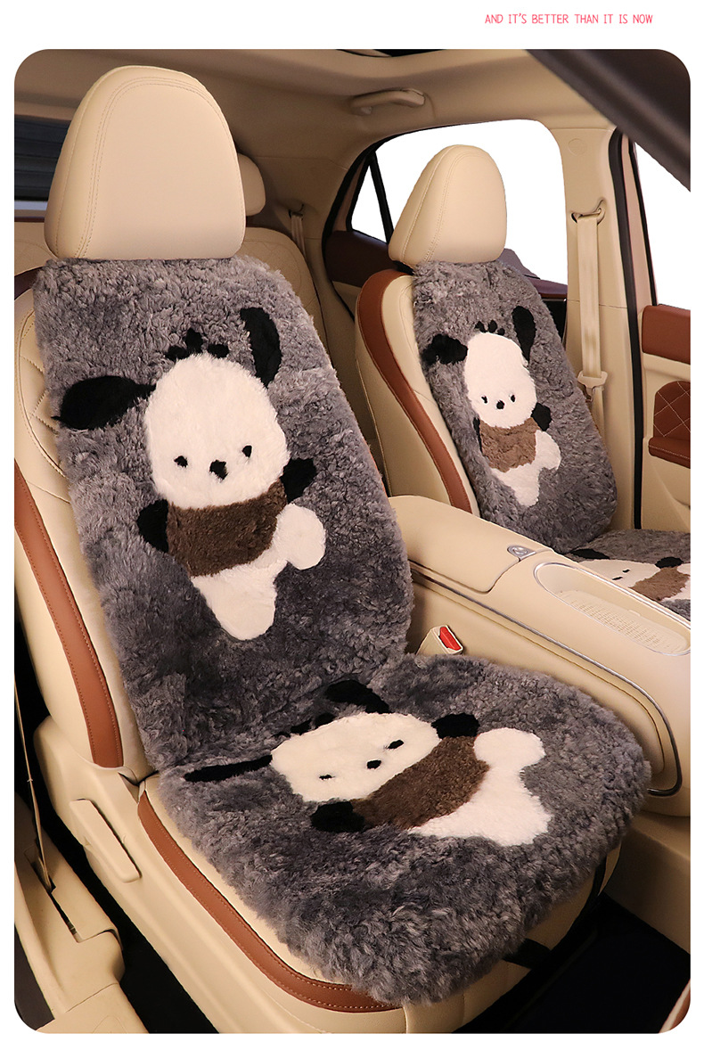 Winter Pure Wool Car Seat Cushion Small Cartoon Unisex Cute Cartoon Bear Warm Plush Seat Cushion