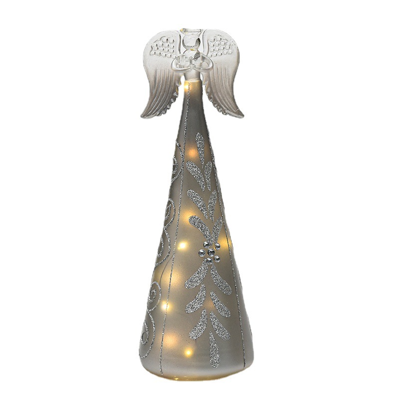 Plata creativa LED luminoso Ángel cristal árbol de Navidad luminosa decoración de escritorio decoraciones de Navidad luz de la noche