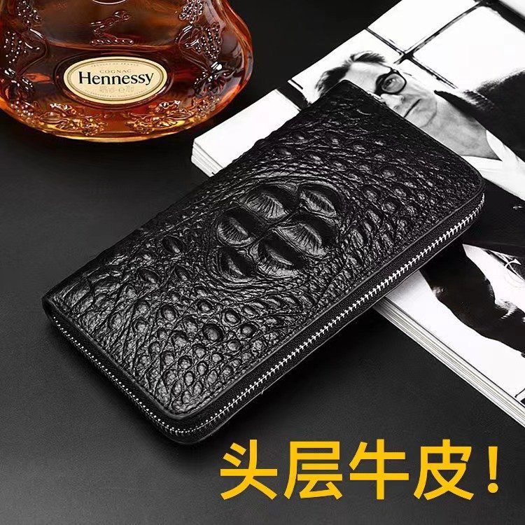 Patrón de cocodrilo bolso de cuero genuino de los hombres nuevos negocios primera capa maletín de piel de vaca simple elegante Archivo de viaje de negocios electricidad