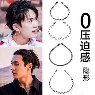 黑色简约洗脸专用发箍男款防滑波浪头箍留长发过渡期发卡束发发捆-阿里巴巴