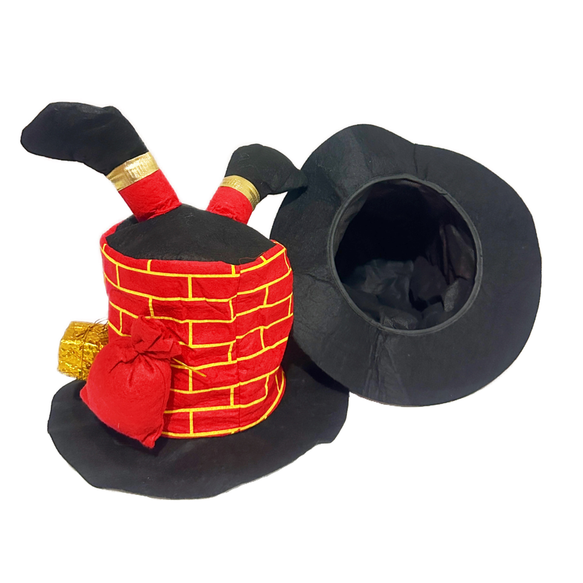 Christmas hat Christmas chimney hat Dress up Santa trouser leg hat gift bag gift box decorated Christmas hat_voghion.com