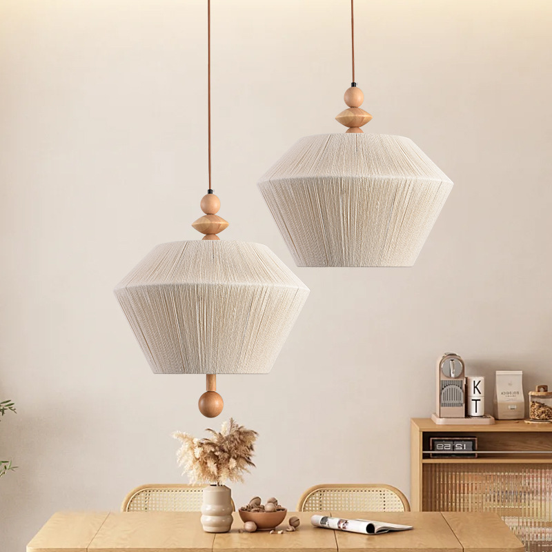 lámpara de dormitorio de madera sólida medieval, viento tranquilo, sala de estar retro, lámpara de algodón, lámpara de tejido de restaurante japonés