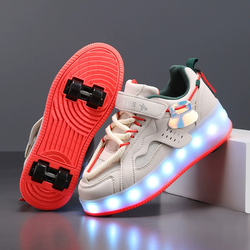 Детские Heelys с 4 колёсами и подсветкой, светящиеся роликовые кроссовки для мальчиков и девочек, размеры 28–40